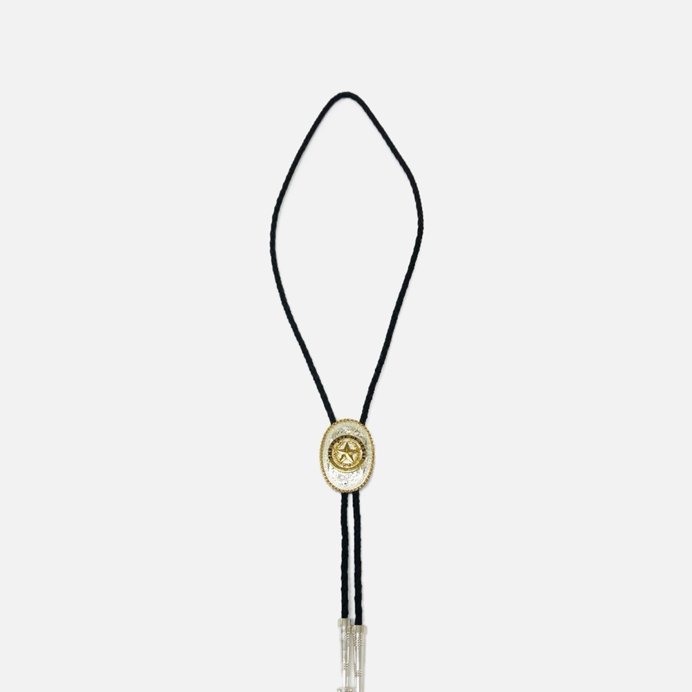 Montana Silversmiths Texas Lone Star Bolo Tie Black Leather 80894128 - Picture 2 of 5